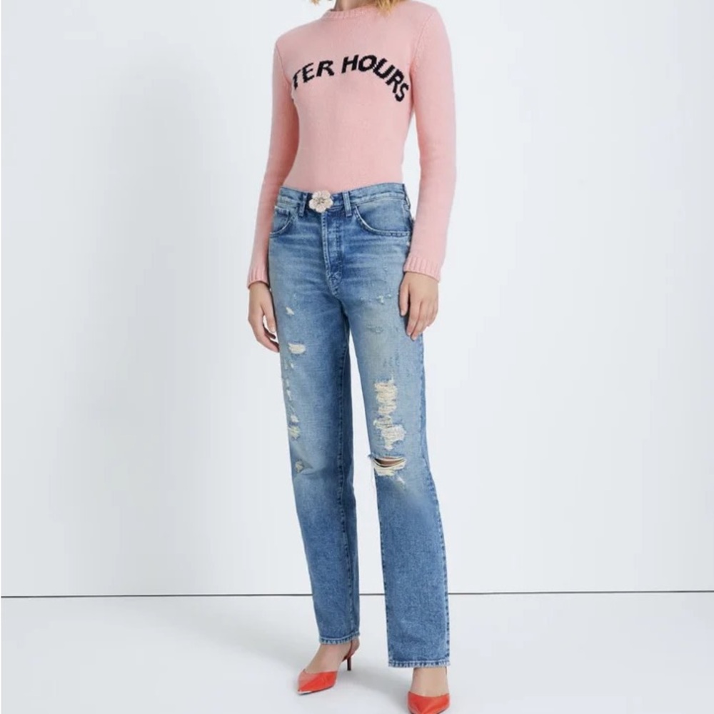 7 For All Mankind Easy Straight Distressed Jeans